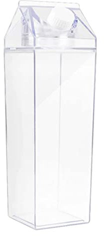Carton de leche de plástico, botella de leche cuadrada, 1000 ml de plástico Botella transparente de agua Bottilla de agua de cartón a prueba de fugas para viajes deportivos al aire libre acampar
