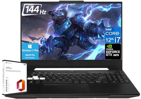 ASUS TUF Gaming Laptop, 15.6 FHD 144Hz Display, Intel Core i7-12650H, NVIDIA GeForce RTX 3070, 32GB DDR5 RAM, 1TB SSD, Backlit Keyboard, Wifi6, Windows 11 Pro, with Microsoft Office Lifetime License