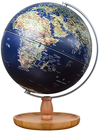 Geografischer Globus 9,8 Zoll Weltkugel AR-Globen der Welt mit Bambusständer Leuchtkugel Touch-Lampe Vintage-Erdkugel für Erwachsene Weltkugel-Geschenk (20 cm Durchmesser B)