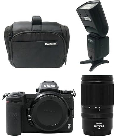 KamKorda Camera Bag + Flash + Z6 II Mirrorless Digital Camera with Z 28-75mm f/2.8 Lens, 24.5MP FX-Format BSI CMOS Sensor, UHD 4K Video, Dual Memory Card Slots + 2 Year Warranty