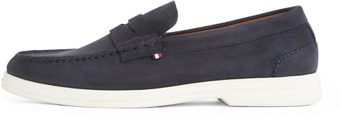 Tommy Hilfiger Herren Loafer Nubuck aus Leder, Blau (Desert Sky), 42