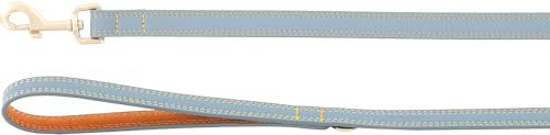 Flamingo Leine für Hund Virginia hellblau 130cm 20mm - Karabinerhaken mit einem matten goldfarbenen Finish - Mit Ring für Zubehör