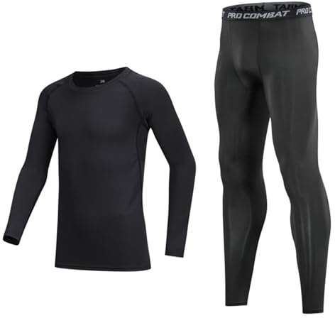 Adixun Kids Base Layer Set Boys Football Skin Children Thermal Sets Gym Sport Athletic Long Sleeve & Bottom Baselayers Sets