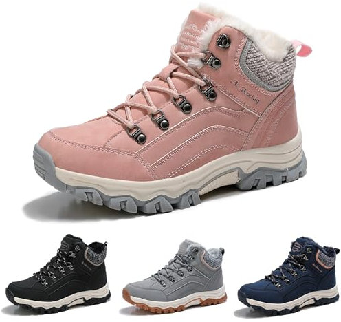 ARRIGO BELLO Donna Stivali da Neve Invernali Scarpe Allineato Pelliccia Caloroso Caviglia Piatto Stivaletti Sportive Boots Escursionismo 36-41 (XIN Rosa, 38)