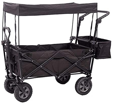 OTUEGFGFD Klappbarer Outdoor-Allzweckwagen, zusammenklappbarer Handwagen mit Dach, Outdoor-Gartenwagen mit Bremsen, Campingwagen für jedes Gelände