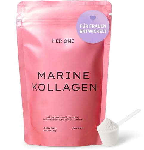 HER ONE MARINE KOLLAGEN 150 g | Naticol® Marine Collagen Pulver mit Chrom & Kupfer | Geschmacksneutral & Hydrolysiertes Meereskollagen Typ I & III für Haut, Haare & Bindegewebe | Collagen Peptides