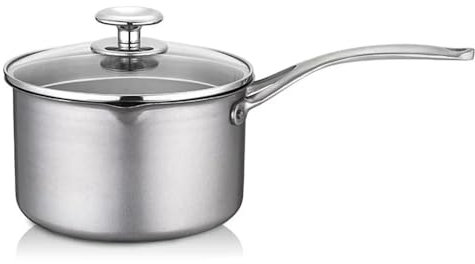 WOTZOV Pentola in Titanio, pentola in Titanio Puro da 18 cm, pentola per Il Latte con Coperchio in Vetro, pentola per Noodle Portatile, Cucina da Campeggio, Wok, Utensili da Cucina,