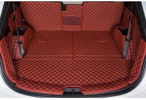 Bandeja Maletero para Hyundai para Santa para Fe para Santafe 7 Asientos 2018 2017 2016-2013 Alfombras Duraderas Maletero Juego Completo Esteras Maletero Coche Funda Maletero Coche(Wine Red)