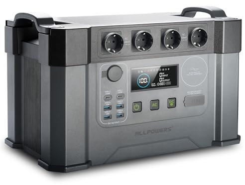 ALLPOWERS S2000Pro Station électrique portable 1451Wh, 4 prises CA 2400W (crête 4000 W), 0 à 100% en 1,5 heure, fonction UPS, générateur solaire pour camping, panne de courant, extérieur, camping-car
