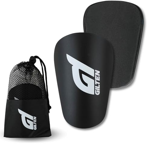 GILTEN products® Mini Espinilleras Fútbol + Bolsa Deportiva De Almacenamiento | Espinilleras Fútbol Niño, Niña y Adultos. 12 x 7,5 cm.