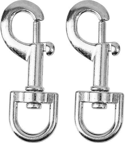 Karabiner für Drehgelenk, 2 Stück, in Silbern, Größe 2, für Hundehalsband, Hundeleine, Karabinerhaken mit abgerundetem Wirbel, Schnalle Schlüsselbund Gurtband, Schlüsselanhänger Drehkopf Paracord