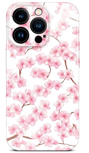 ONEFLOW Flower Cover für iPhone 15 Pro Hülle in Floral Optik, Blumen Designer Case Handy Schutzhülle mit Kameraschutz, Hardcase dünne Handyhülle Blumenmuster, Kirschblüten