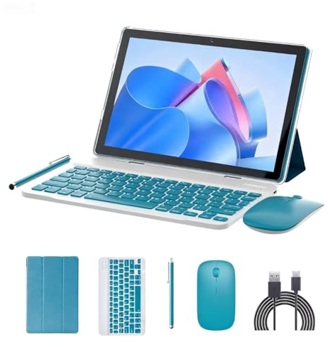Tablet Android de 10 pulgadas 14 tabletas PC Set 2 en 1 Tablet con teclado funda ratón lápiz capacitivo 8GB RAM + 64GB ROM 1TB Expansión Tableta Computadora 10.1 pulgadas IPS Pantalla 2MP + 8MP Cámara