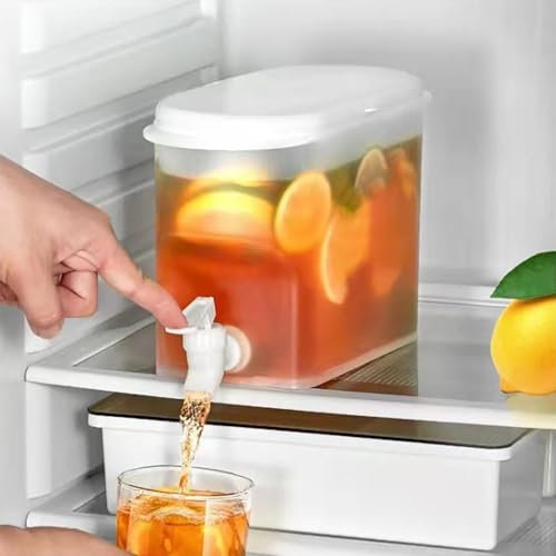 Beverage Dispenser with Tap, Fridge Water Dispenser with Tap, Drinks Jug for Fridge, Drinks Dispenser, Drinks Chiller Milk Fruit Lemonade Teapot