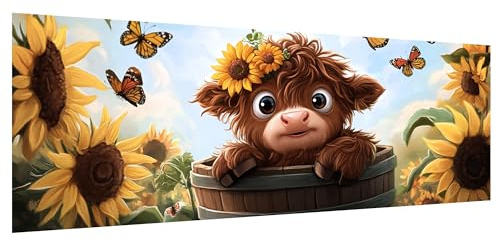 Hoobee 5D DIY Kuh Diamond Painting Groß, Diamond Painting Bilder Sonnenblumen, Diamant Painting Groß xxl Vollbohrer Stickerei Kreuzstich Kunst Handwerk für Zuhause Wanddekoration 30x80cm-5
