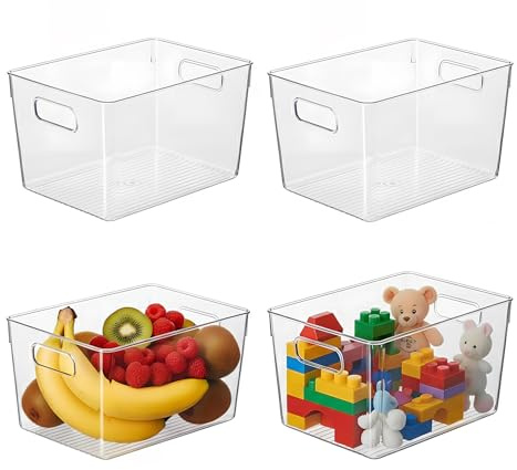HPYLIF·H Kühlschrank Organizer, Aufbewahrung Boxen, Küchen Organizer für den Einsatz in Kühlschränken,, Schränken, Küchen und Schubladen BPA frei (4 Stück, M(26x15.5x13CM))