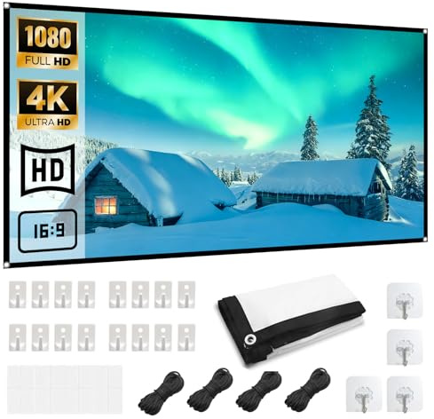 Leinwand Beamer 60 Zoll Hanging Doppelseitige Projektion 16: 9 Hd Tragbare Faltbar Anti-Falten Projektion Leinwand Für Zuhause Büro Schule Und Projektionsleinwand Outdoor
