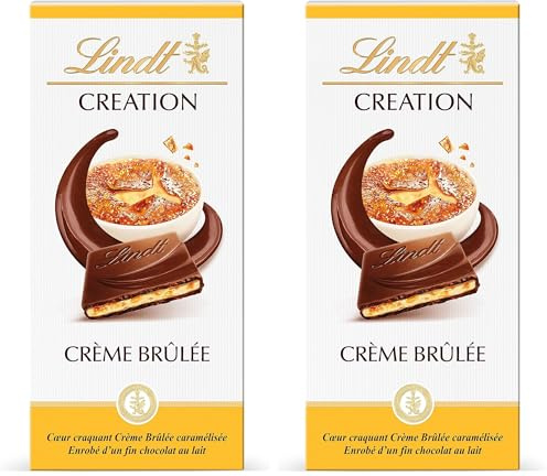 Lindt - Tablette CRÉATION Crème Brûlée - Chocolat au Lait, 150g (Lot de 2)