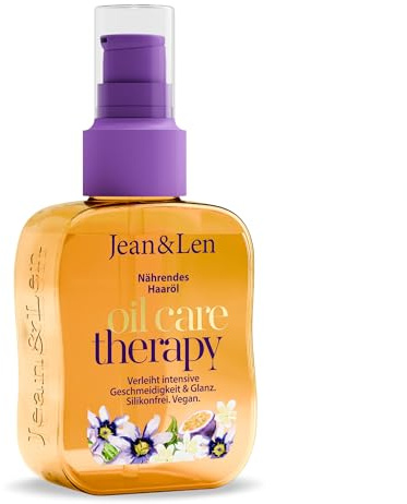 Jean & Len Hårolja Oil Care Therapy, vegan, 100 ml | För torrt & halmigt hår, med Monoiolja, passionsblomsextrakt & squalan, underlättar utkamning, utan silikoner
