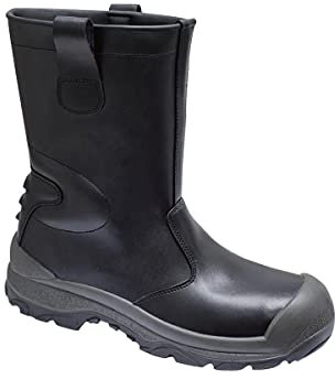 DELTAPLUS Stivale ANTINFORTUNISTICO in Pelle Imbottito Samara - S3 Ci SRC - 43, Nero