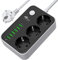Mehrfachsteckdose HULKER Steckdosenadapter 3 Fach/Steckdosen 6 USB -Anschlüsse, Steckdosenleiste mit überspannungsschutz, 1.6 m Verlängerungskabel Universalsteckdose