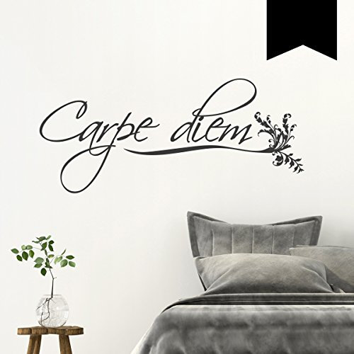 WANDKINGS Wandtattoo - Carpe Diem - 100 x 44 cm - Schwarz - Wähle aus 5 Größen & 35 Farben