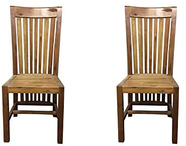 SAM® 2er Set Esszimmerstuhl Imke, Akazie-Holz, Holzstuhl für Esszimmer, pflegeleichtes Unikat