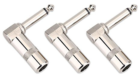 Dilwe 3 Pcs Gitarre Kabelstecker, 6,3mm 1/4 Zoll L Typ Instrument Audio Mikrofon Kabelstecker Winkelstecker Jack