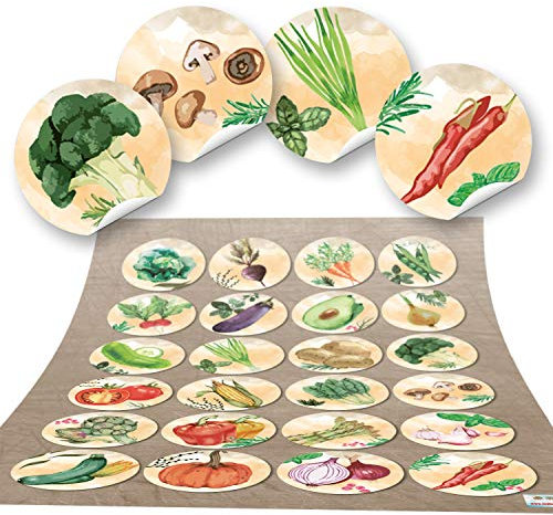 Logbuch-Verlag 24 bunte Gemüse Küchenaufkleber - Essen gesunde Ernährung Sticker Küche Aufkleber Gemüsesorten Basteln mit Kindern