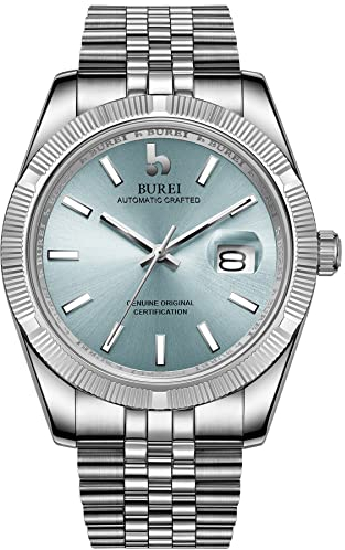 BUREI Herren Automatikuhr Luxus Business Wasserdicht Edelstahl Uhren für Männer, Self-Winding