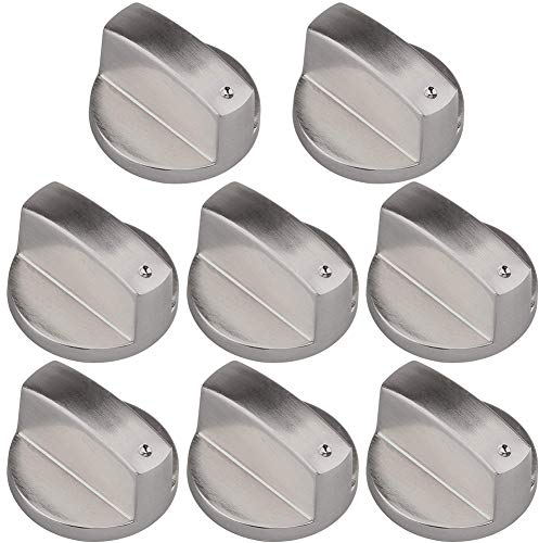 Gas Stove Knob - WENTS 8 PCS Metal 8mm Silver Gas Stove Control Knobs Cooker Control Switch Range Oven Knobs Cooktop Burner Knob for Kitchen Replacement Accessories