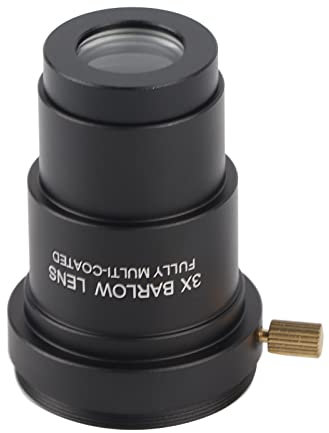 Vikye 3X Barlow Lens, Black Anti-rust Thread Interface 3x Barlow Lens, Astronomical Telescope Eyepieces for 1.25 Inch Astronomical Telescope Eyepieces