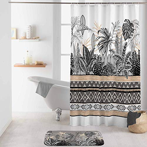 Douceur d'Intérieur Rideau de Douche avec Crochets 180 x 200 cm polyester imprime tikal des. Place Multicolore