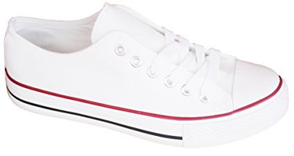 Zapatillas Blancas Lona Mujer Bambas Deportivas, Blanco T.39