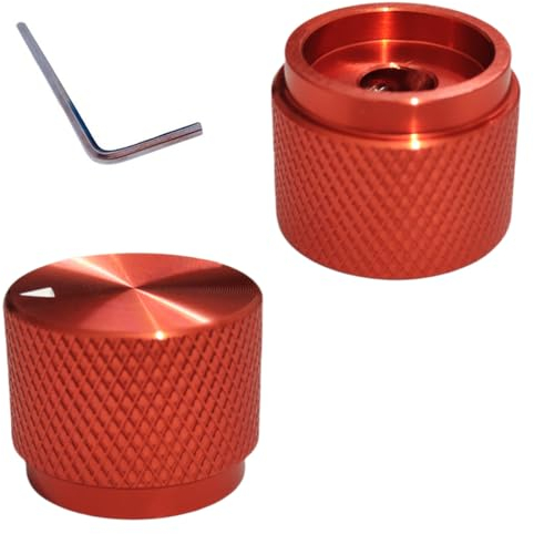 Szliyands Potentiometer-Drehknopf aus Aluminium, für 0,6 cm Durchmesser Schaft, 0,79 cm Durchmesser, 1,5 cm Höhe, Gitarrenknauf, Audio-Knopf, Lautstärkeregler, Rot, 2 Stück