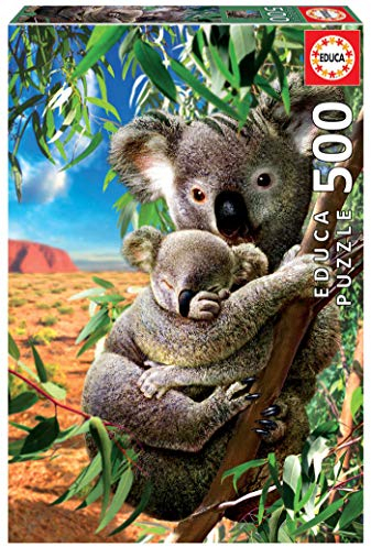 Educa 18999, Koala mit Baby, 500 Teile Puzzle für Erwachsene und Kinder ab 10 Jahren, Australien, Tierpuzzle