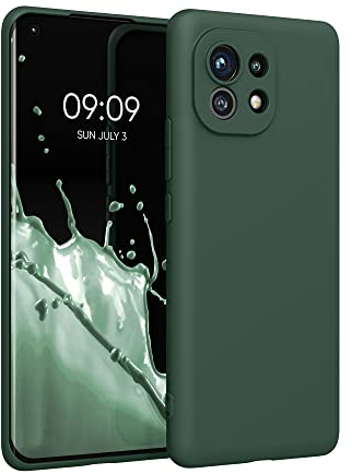 kwmobile Hülle kompatibel mit Xiaomi Mi 11 Hülle - weiches TPU Silikon Case - Cover geeignet für kabelloses Laden - Moosgrün