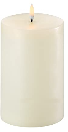 Piffany Copenhagen Uyuni Lighting Pillar LED Kerze 10,1 x 15 cm Echtwachs Ivory - 6 Stunden Timerfunktion - Keine Brandgefahr, Keine Rußbildung und kein Geruch