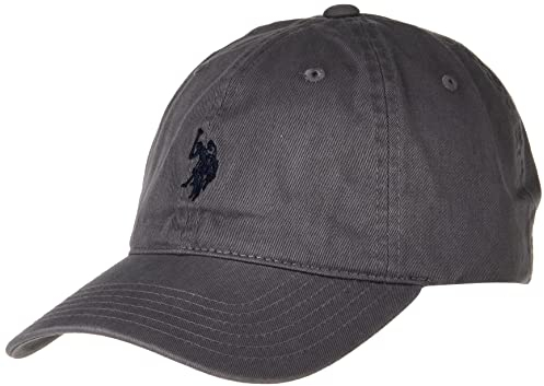 U.S. POLO ASSN. Herren Mens Washed Twill Cotton Adjustable Baseball Hat with Pony Logo and Curved Brim Baseballkappe, grau dunkel, Einheitsgröße