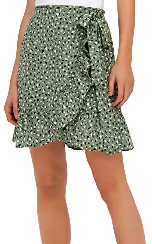 ONLY ONLOLIVIA Wrap Skirt WVN Noos Jupe, Hedge Green/AOP : Hella Graphic, M Femmes