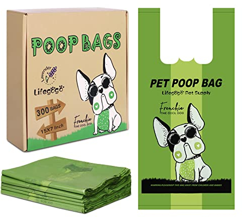 Dog Poo Bags with Tie Handles - 300 x Extra Thick & Leak-Proof Dog Waste Bags Lavender-Scented for Medium-Large Doggy