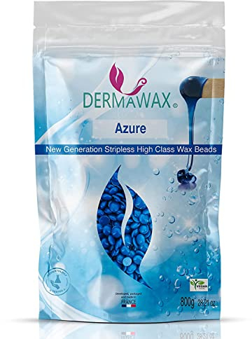 800 Gramm Dermawax Azure Vegan Wachsperlen zur Haarentfernung Brazilian Waxing Intim Bikinizone Achseln Rücken Enthaarung ohne Vliesstreifen (0,8 kg, Azure)