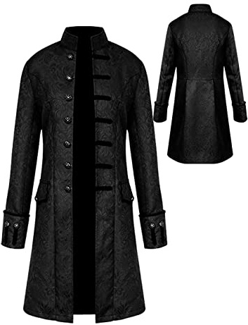Men's Gothic Tailcoat Jacket, Halloween Steampunk Frock Coat Costumes | Elegant Tailcoat with Victorian Style, Button Details and Long Back Design. Perfect for Halloween, Cosplay, Parties, Events