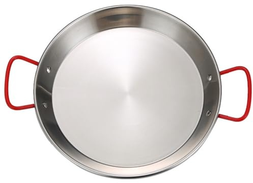 Lyellfe 2 Stück Edelstahl-Paella-Pfanne, 32 cm Paella-Pfanne mit doppelten Griffen, antihaftbeschichtete fliegende Pfannen für Camping und Versammlungen, ofen- und induktionsgeeignet, 32 cm