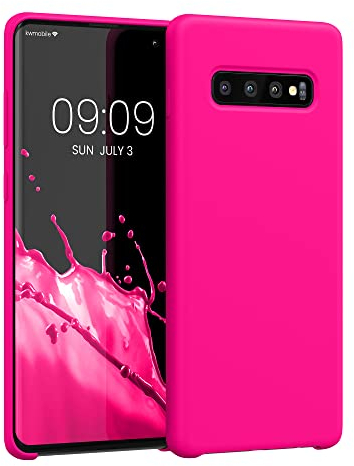 kwmobile Hülle kompatibel mit Samsung Galaxy S10 Plus / S10+ Hülle - Silikon Handy Case - Handyhülle weiche Oberfläche - kabelloses Laden - Neon Pink