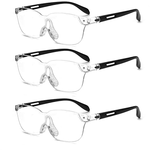 OuShiun Lupenbrille für Close Work Hobby, Lesen, Elektriker, Juweliere, Nähen, Reparatur, und ältere Menschen (Schwarz 3Pack)