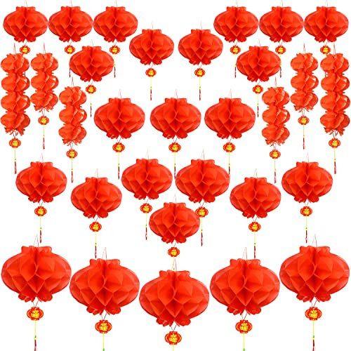 Mauts 31 piezas de decoración de Año Nuevo chino 2024, linternas chinas rojas, Año Nuevo chino, festival de primavera, suministros de celebración de festivales de linternas