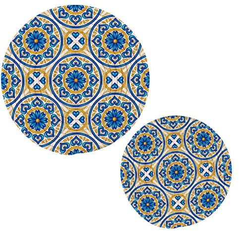 Kcldeci Pot Holders Trivets Set 2 Pcs,Moroccan Ceramic Tile Potholders for Kitchen Thread Weave Trivets for Hot Dishes/Pot/Bowl/Teapot/Hot Pot Holders