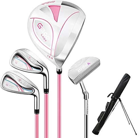 PGM Damen Golfschläger-Set 4-teilig Titan 1 Holz, 2 Eisen, 1 Putter mit Golftasche