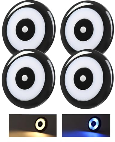 acegoo 12V LED Lampen Wohnmobil Deckenleuchte Zwei Farbe (3000K/Blaues Nachtlicht) mit Dimmschalter für Boot Yacht Wohnwagen Camper, PC-Material Dimmbar Aufbauleuchte 4Pcs Schwarz Innenbeleuchtung